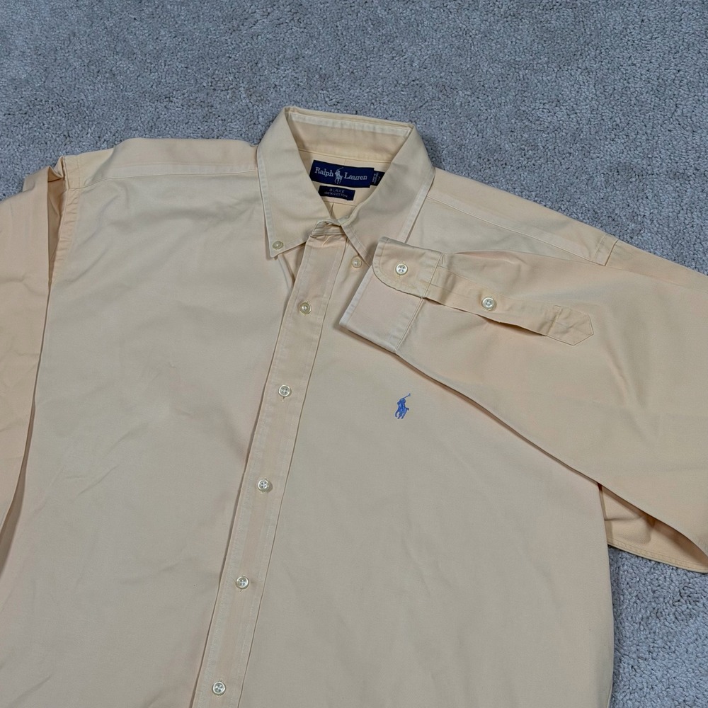 Vintage Ralph Lauren Blake Peach Cotton Button Down Shirt Mens L Long Sleeve